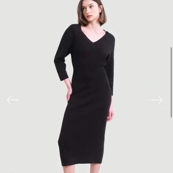 Modern Citizen Brea Off the Shoulder Midi Sweater Dress Size Medium Black Career - Picture 2 of 12